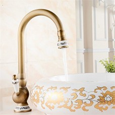 Kitchen Sink Faucet Widespread Solid Brass Sink Mixer Sink Faucet Kitchen Sink Mixer Tap Tall Body Hot and Cold Water Contemporary Bathroom Sink Faucet with Rotating Spout - B07FZWK8Y6